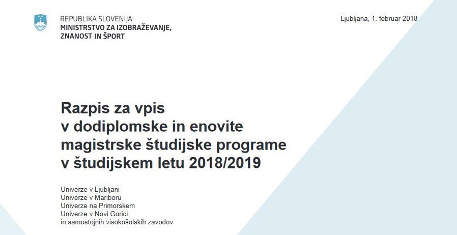 Razpis za vpis 2018/2019